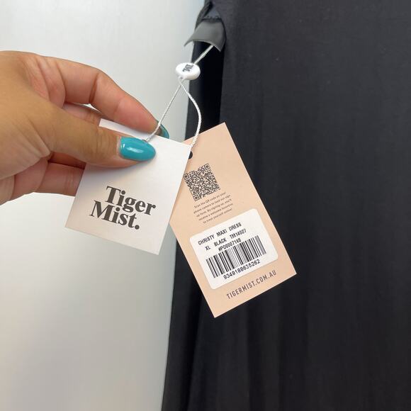 NWT Tiger Mist Size XL Christy Maxi Long Dress Stretch Side Slit Open Chest Blk - Picture 6 of 11